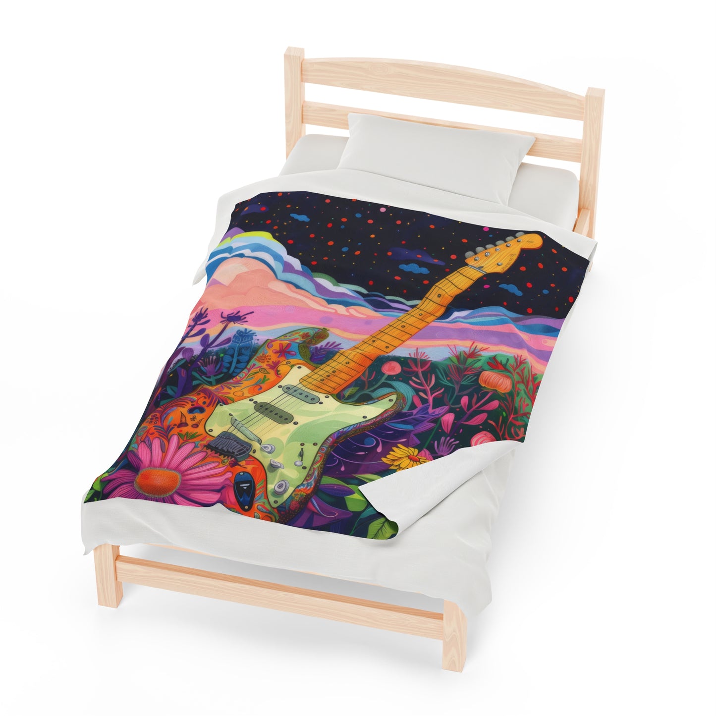 Retro Guitar - Velveteen Plush Blanket