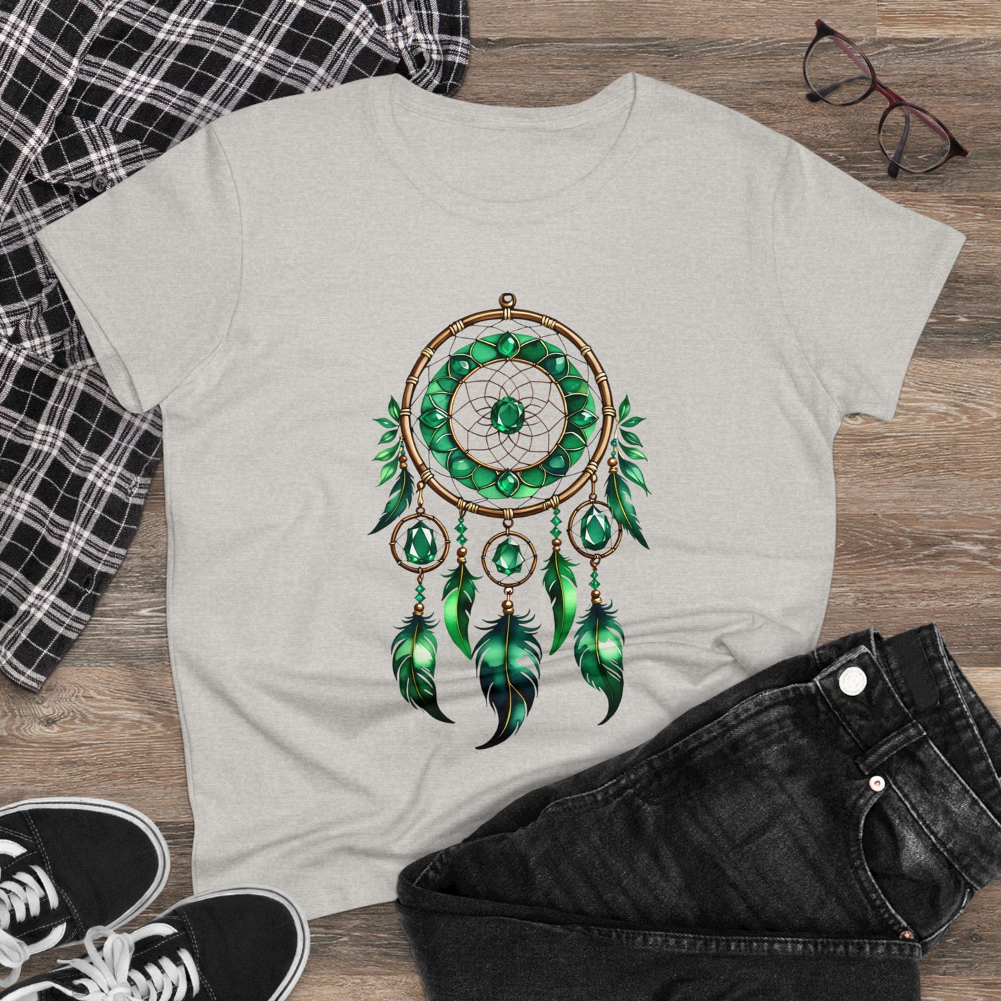 Emerald Dream Catcher - Taurus - Astrology - Women's Midweight Cotton Tee