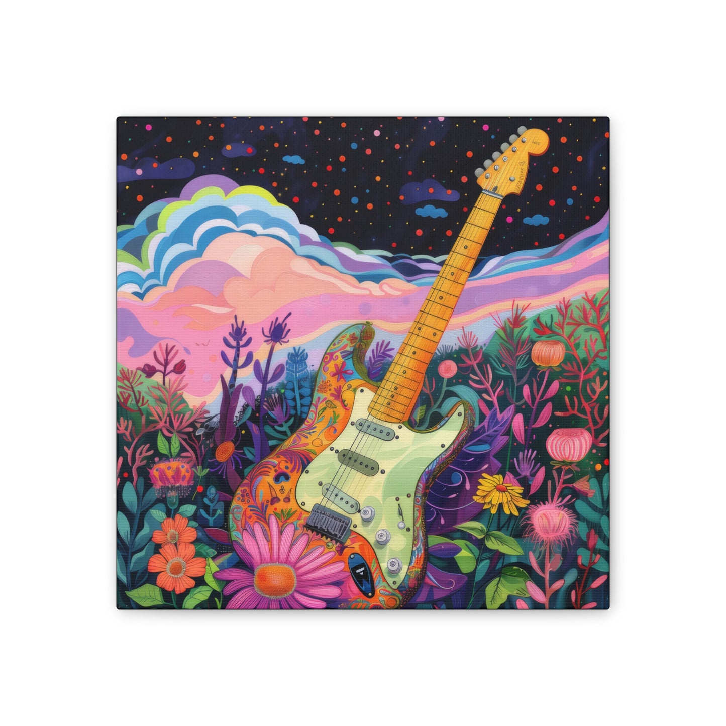Retro Guitar Poster - Canvas Stretched, 0.75"