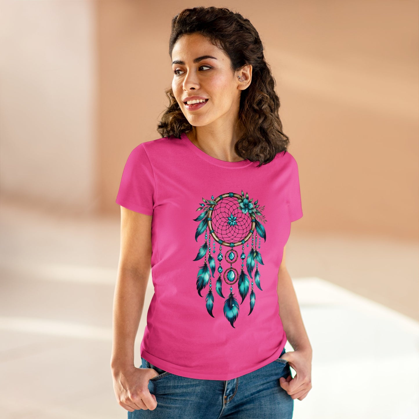 Turquoise Dream Catcher - Sagittarius - Astrology - Women's Midweight Cotton Tee