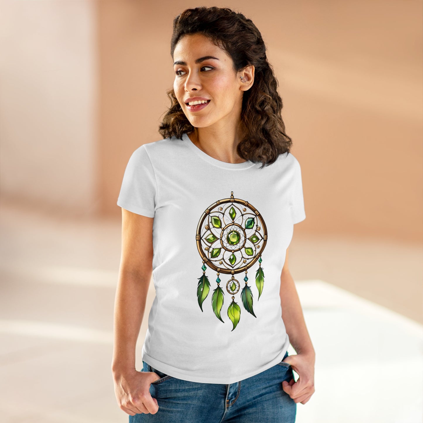 Peridot Dream Catcher - Leo - Astrology - Women's Midweight Cotton Tee