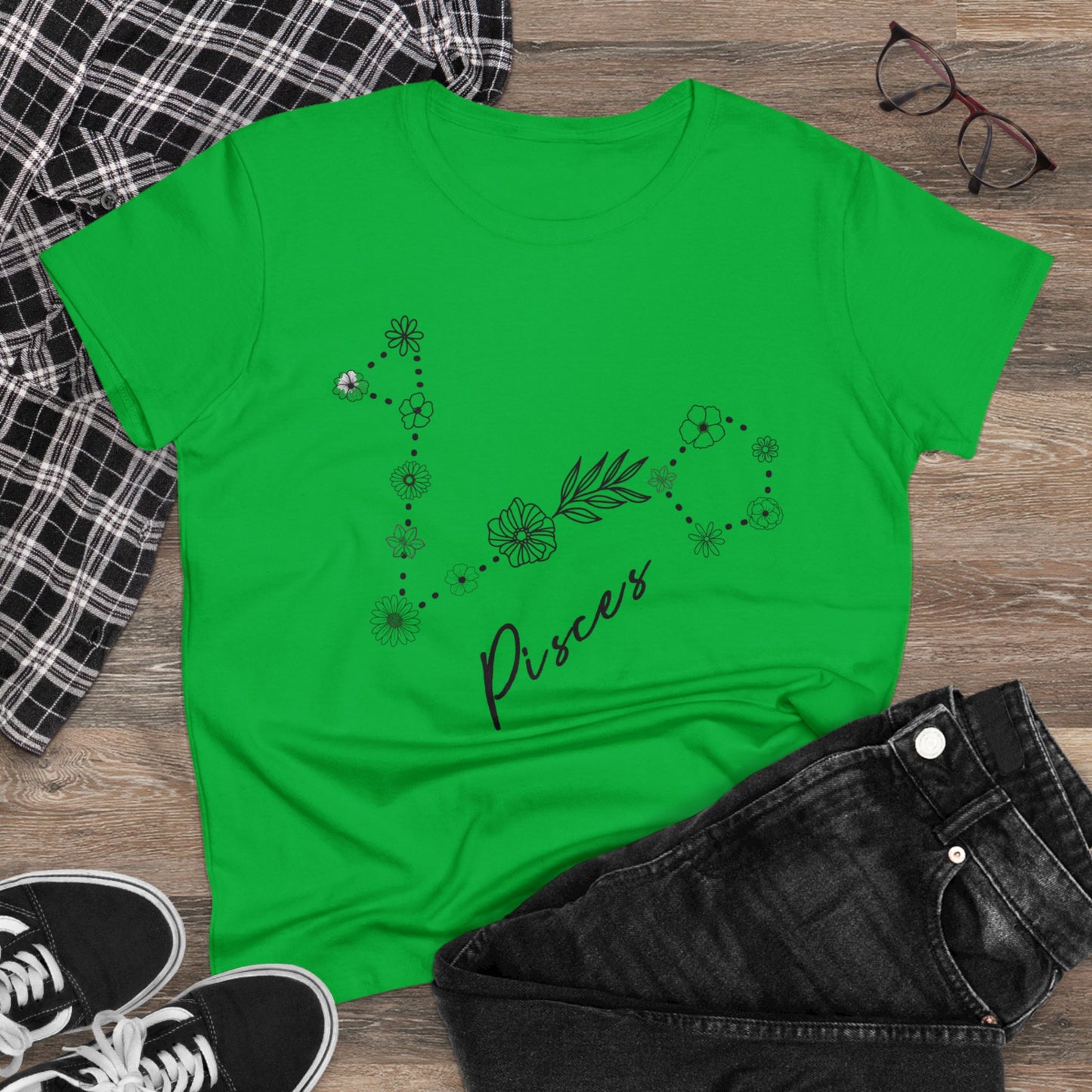 Flower Constellation - Pisces - Astrology - Women's Midweight Cotton Tee