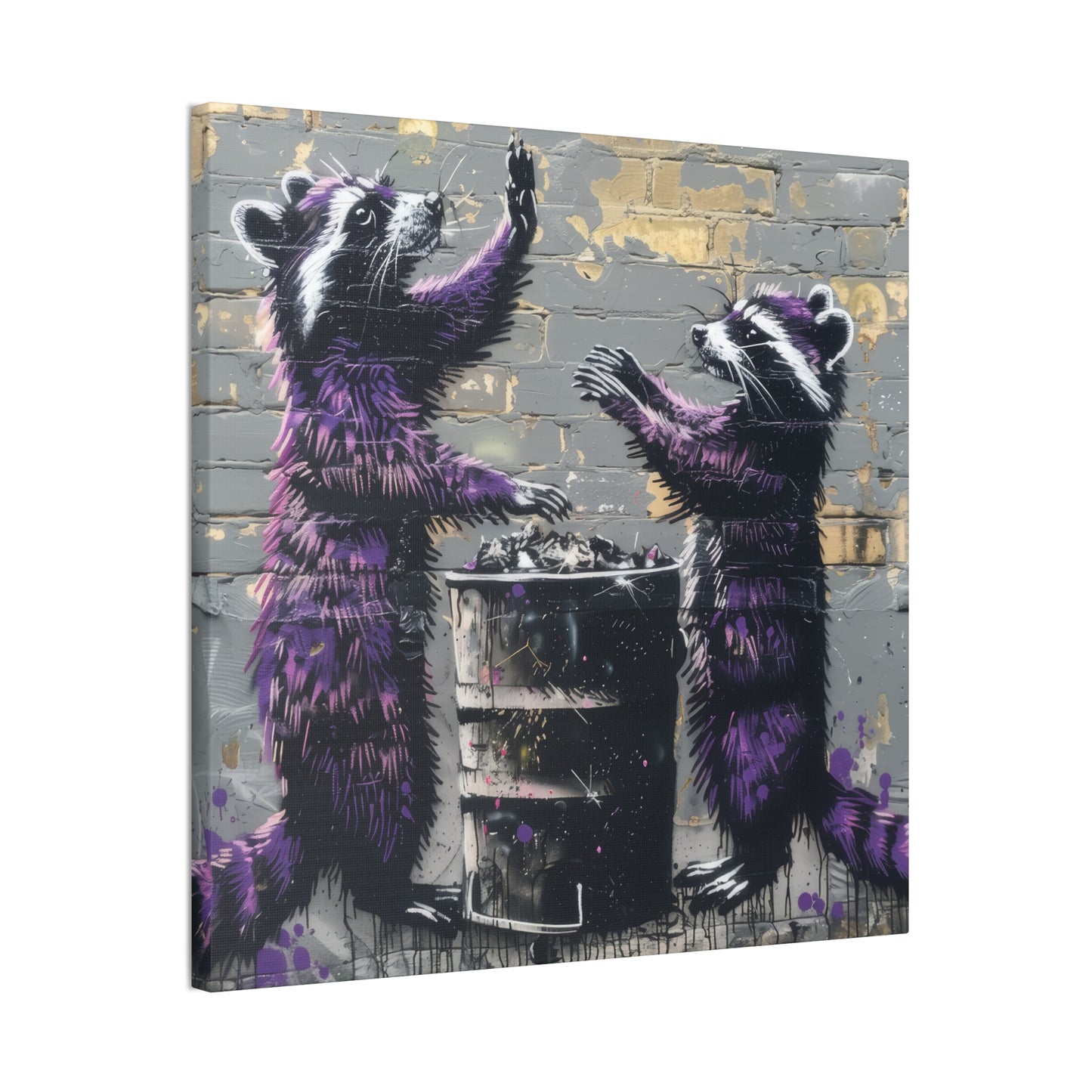 Thankful Raccoons - Canvas Stretched, 0.75"