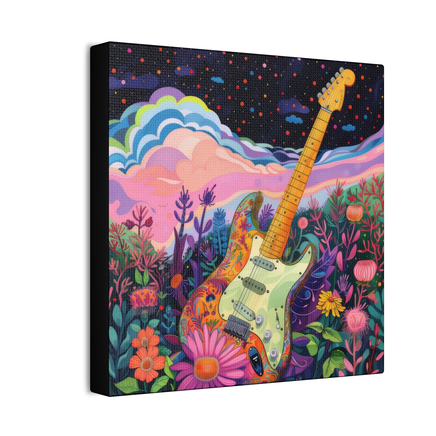 Retro Guitar Poster - Canvas Stretched, 0.75"
