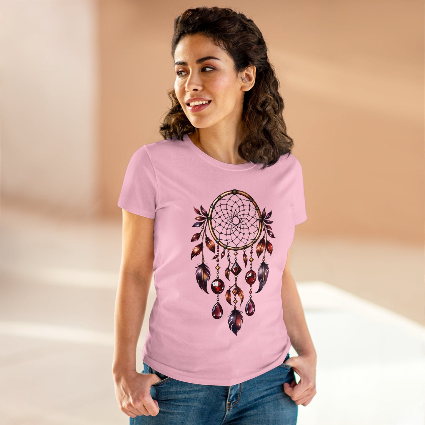 Garnet Dream Catcher - Capricorn - Astrology - Women's Midweight Cotton Tee