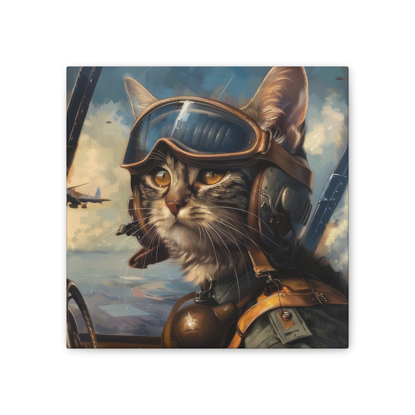 Cat Fighter Pilot - Canvas Stretched, 0.75"