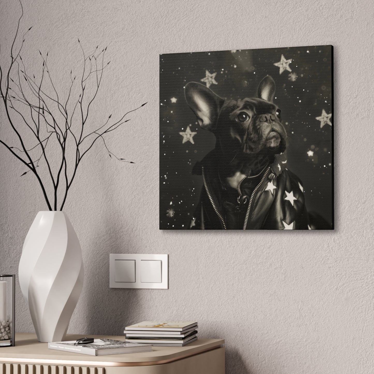 Star Dog Leather Jacket - Canvas Stretched, 0.75"