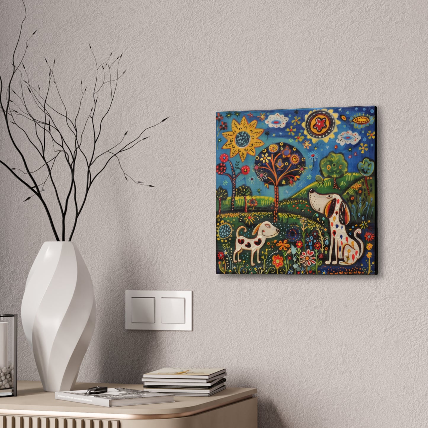 Spring Dogs - Canvas Stretched, 0.75"