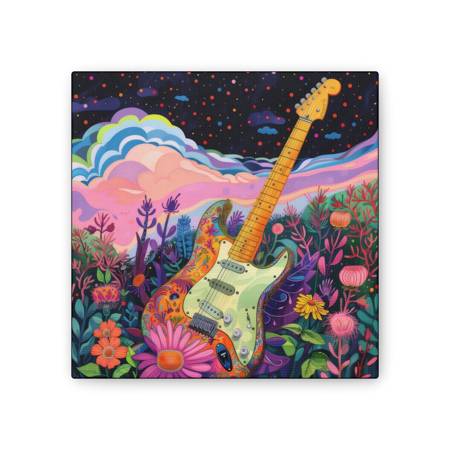 Retro Guitar Poster - Canvas Stretched, 0.75"