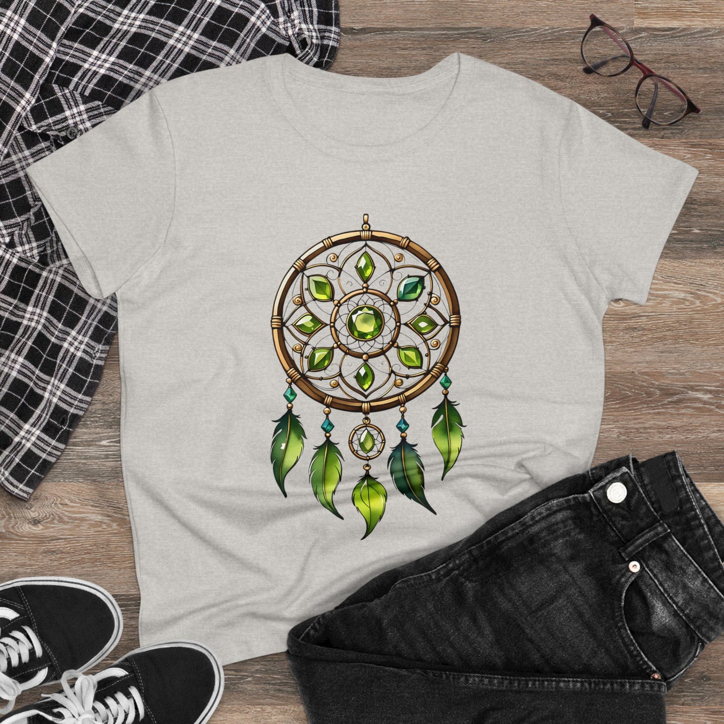 Peridot Dream Catcher - Leo - Astrology - Women's Midweight Cotton Tee