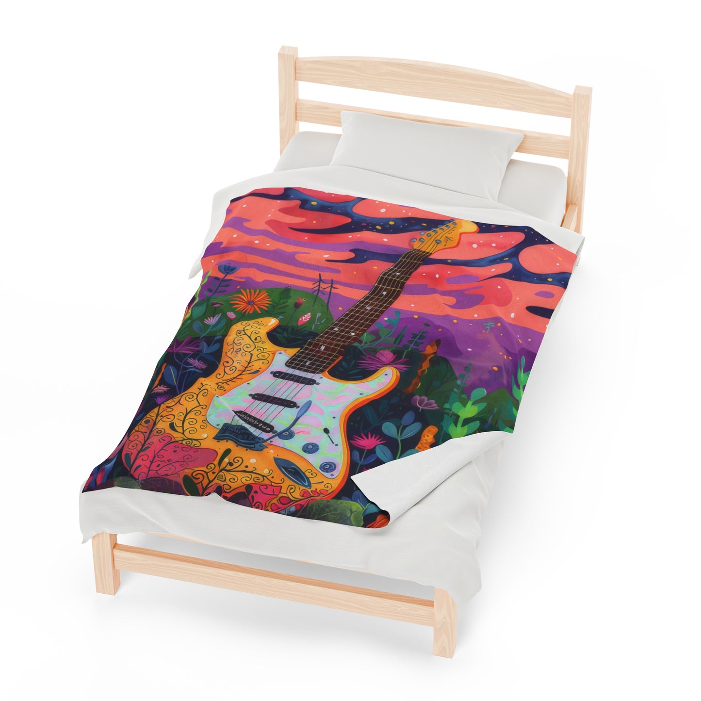 Retro Guitar - Velveteen Plush Blanket