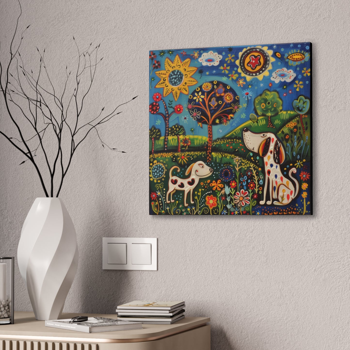 Spring Dogs - Canvas Stretched, 0.75"