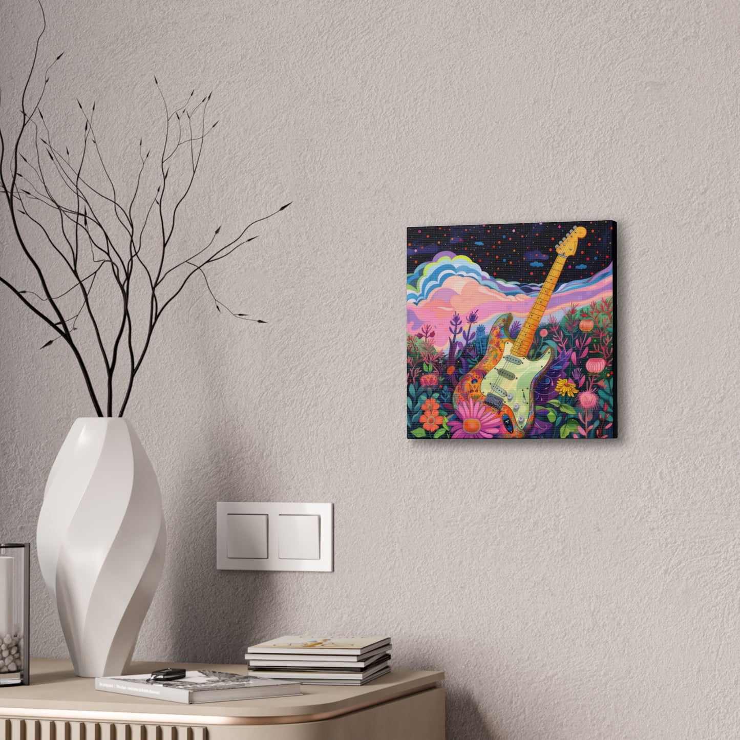Retro Guitar Poster - Canvas Stretched, 0.75"