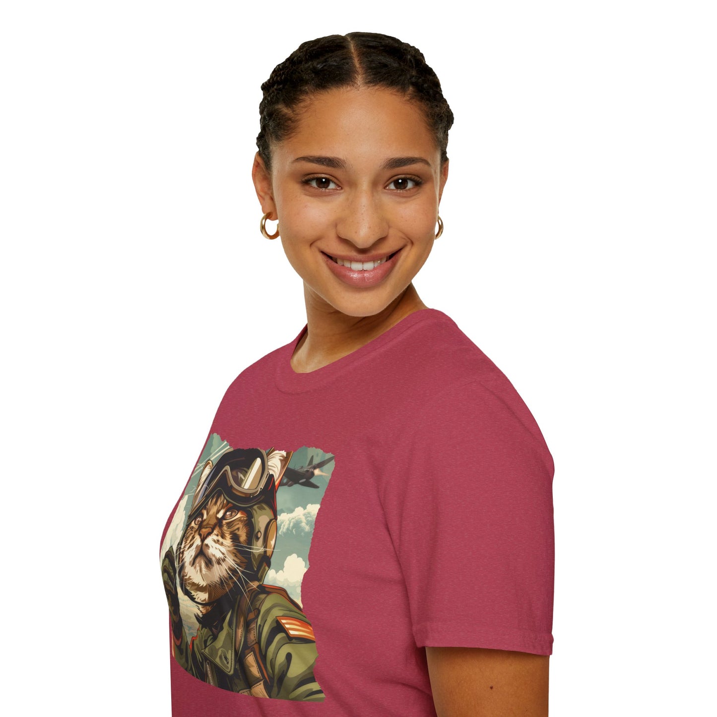 Cat Fighter Pilot - Unisex Softstyle T-Shirt