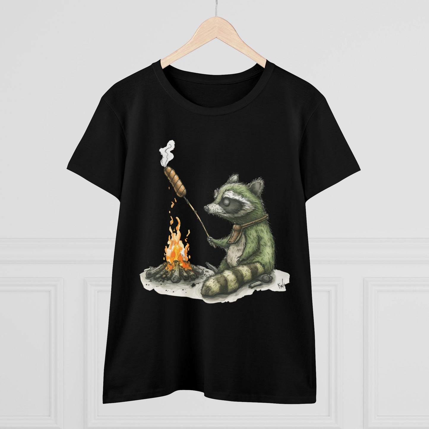 Raccoon Campfire - Women's Midweight Cotton Tee