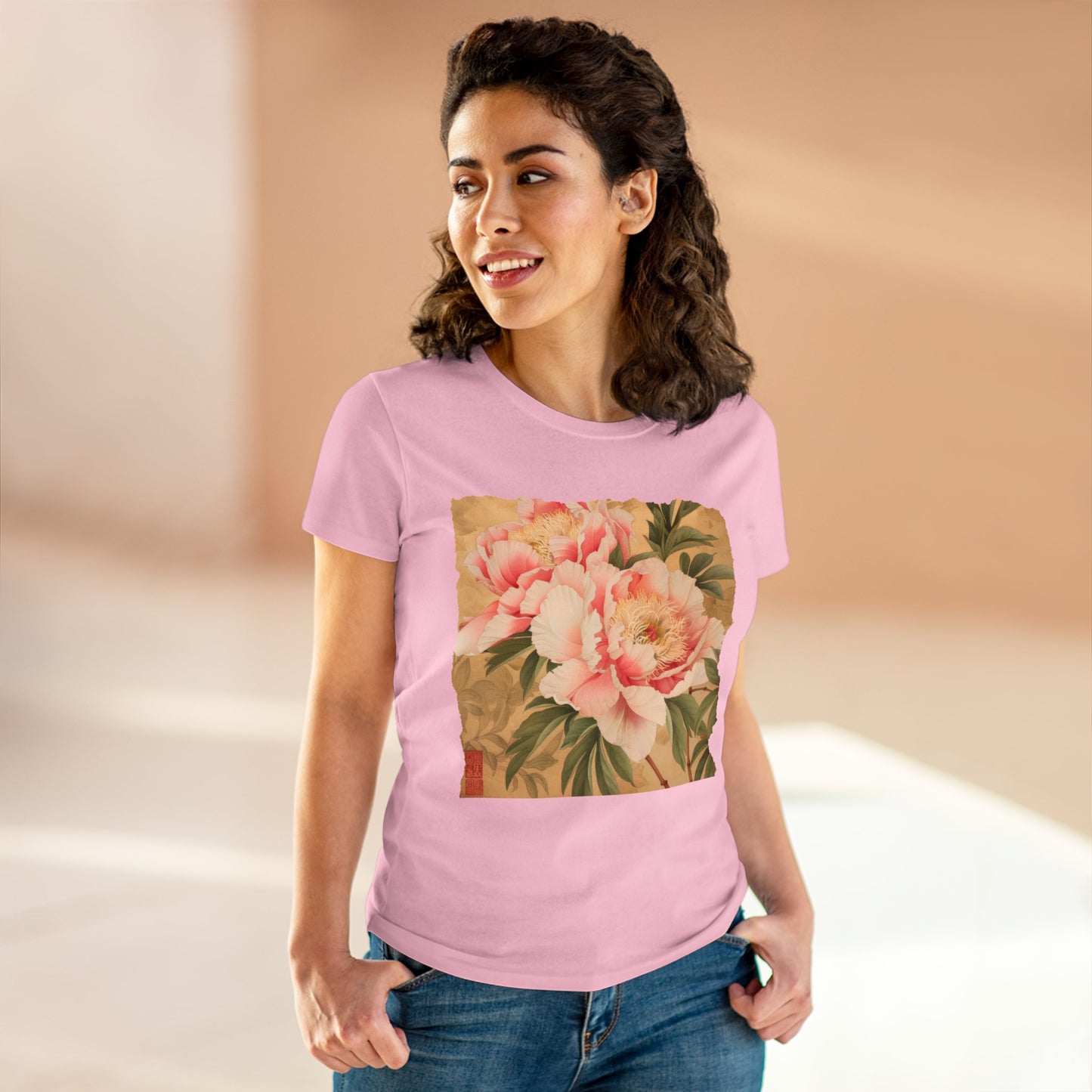 Peony - Flower - Women's Midweight Cotton Tee