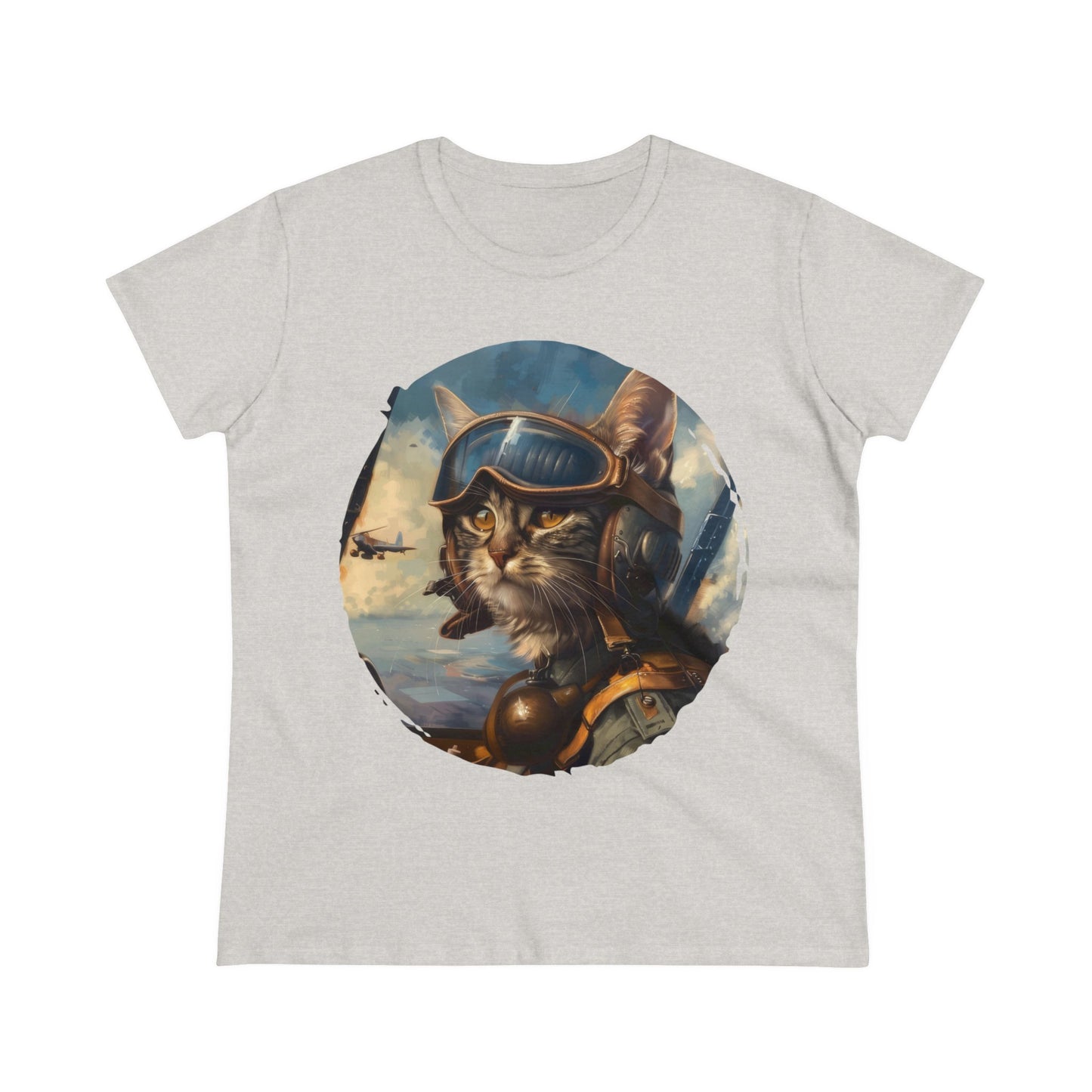 Fighter Pilot Kitty - Women's Midweight Cotton Tee