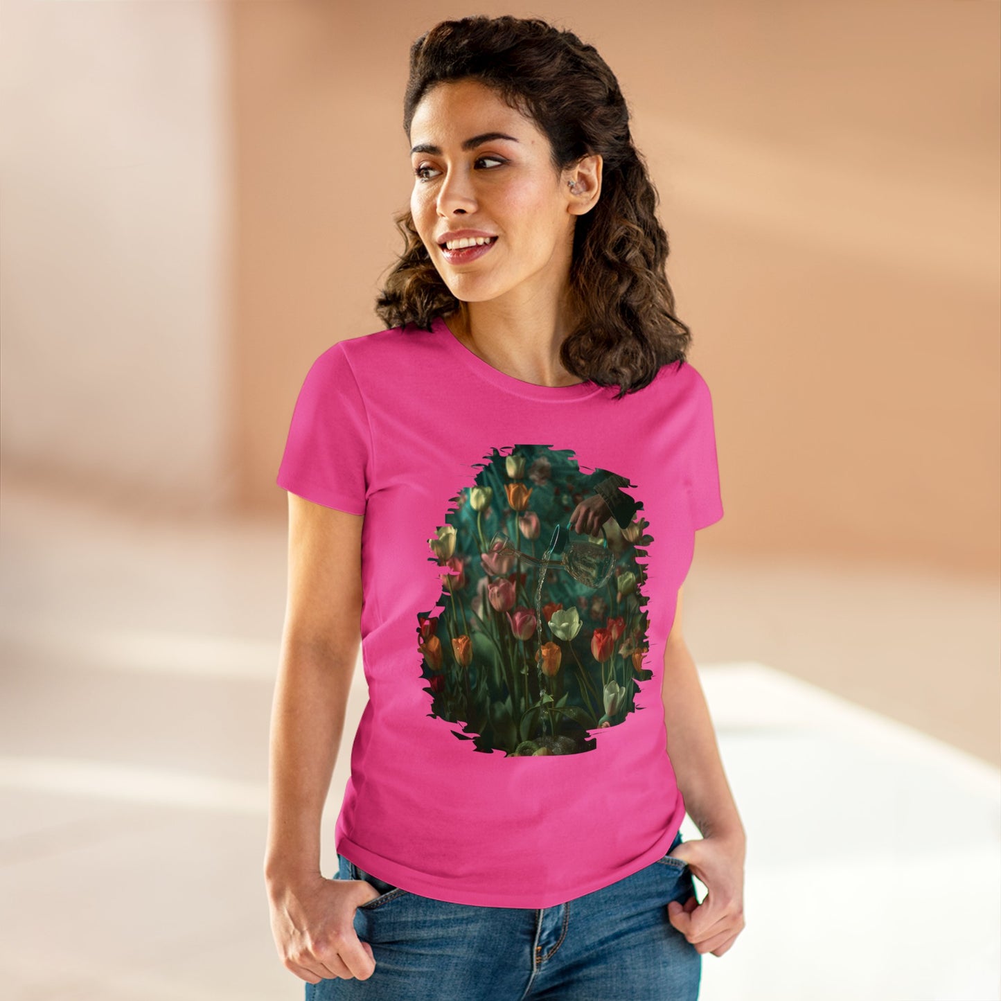 Watering Tulips - Women's Midweight Cotton Tee