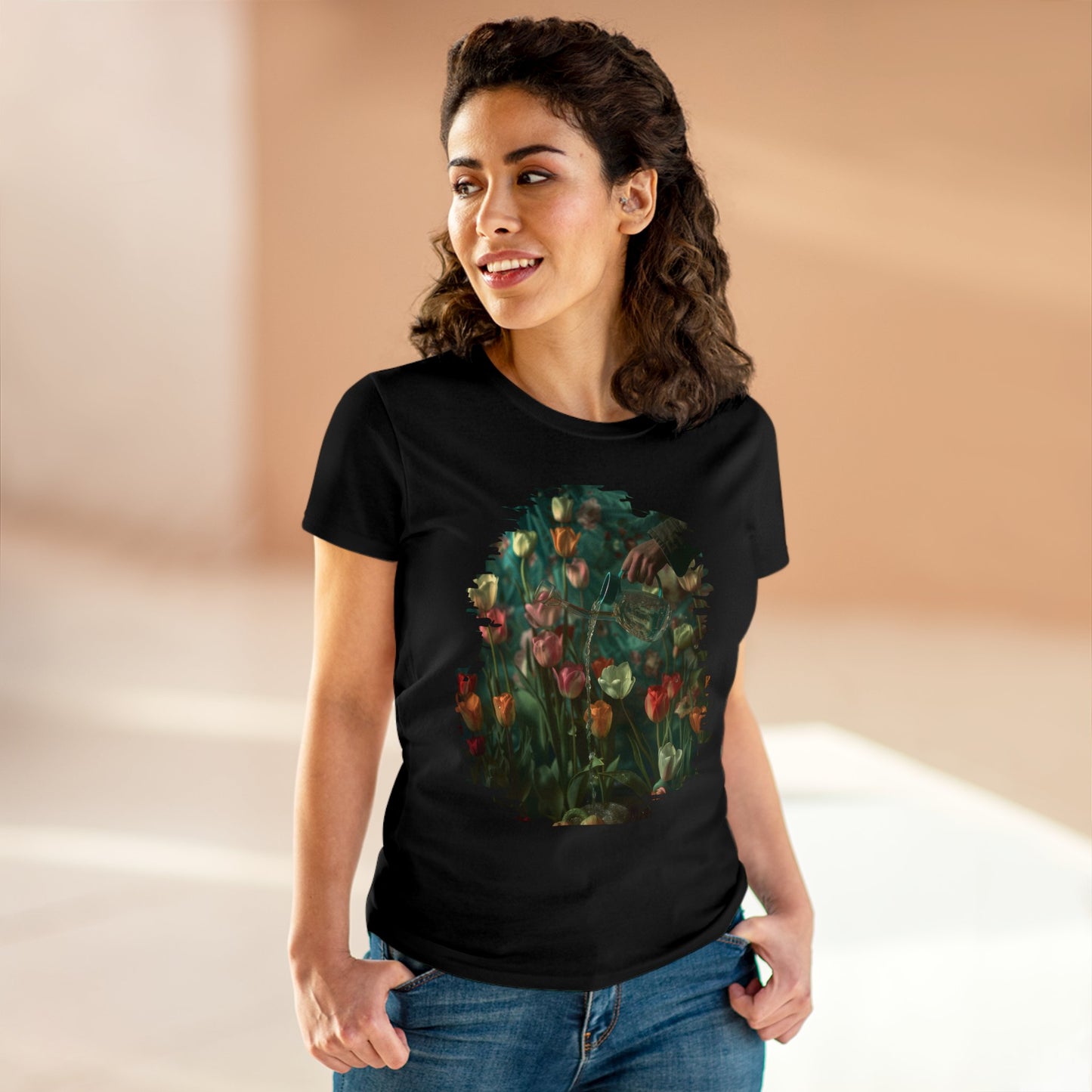 Watering Tulips - Women's Midweight Cotton Tee