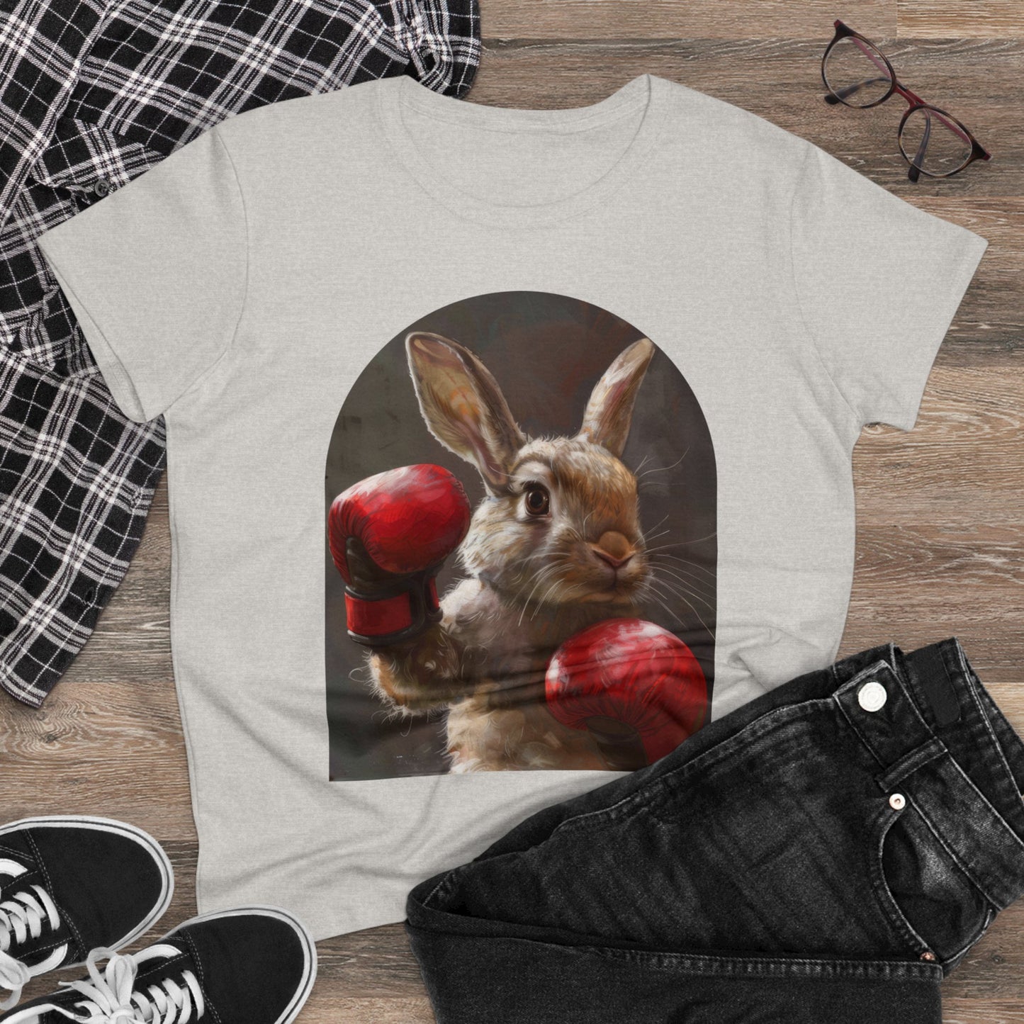 Boxing Rabbit - Women's Midweight Cotton Tee