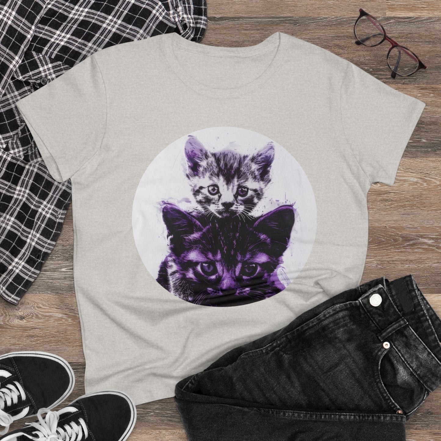 Stacked Cats - Women's Midweight Cotton Tee