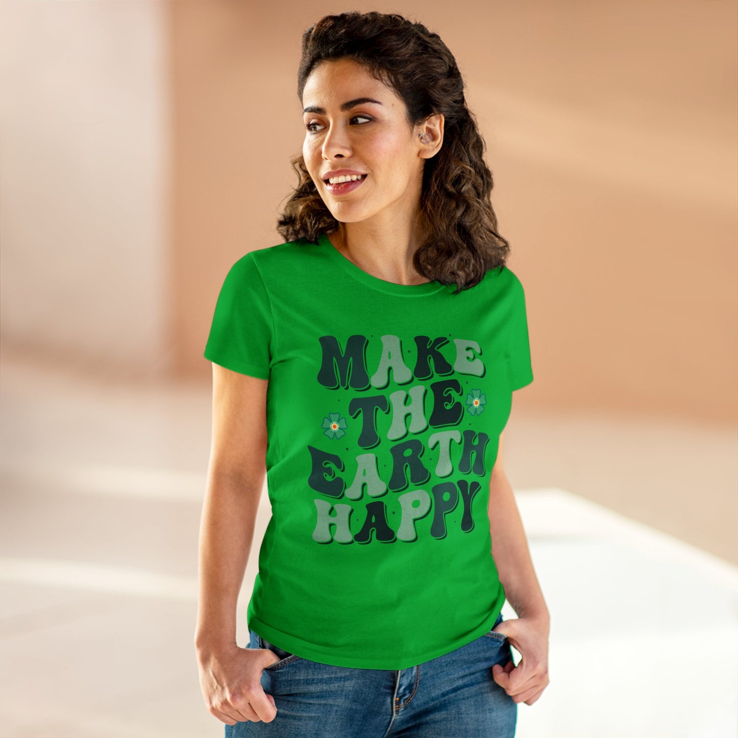 Make the Earth Happy - Gardening - Women's Midweight Cotton Tee