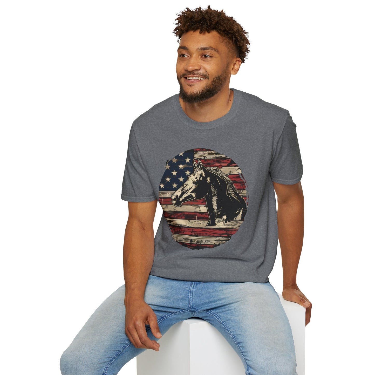 Horse and Flag - Unisex Softstyle T-Shirt