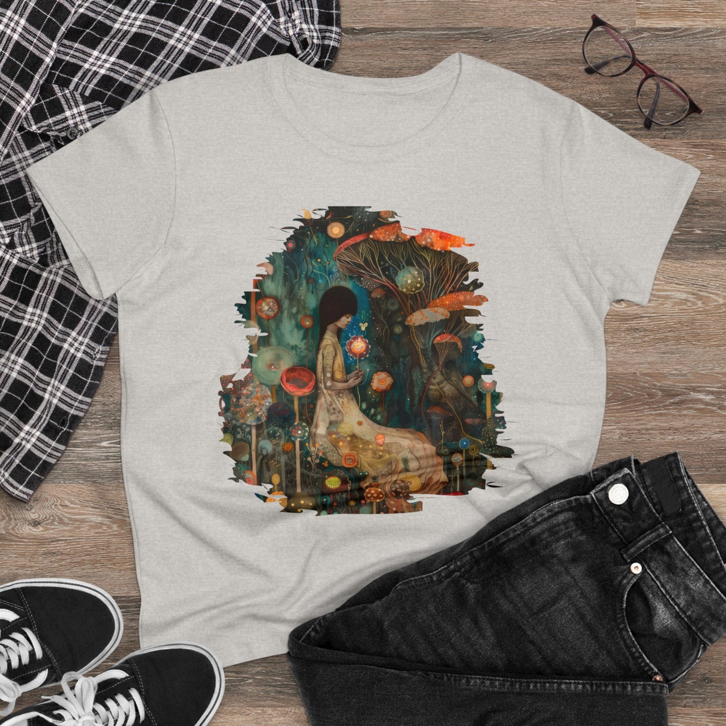 Mushroom Girl - Women's Midweight Cotton Tee