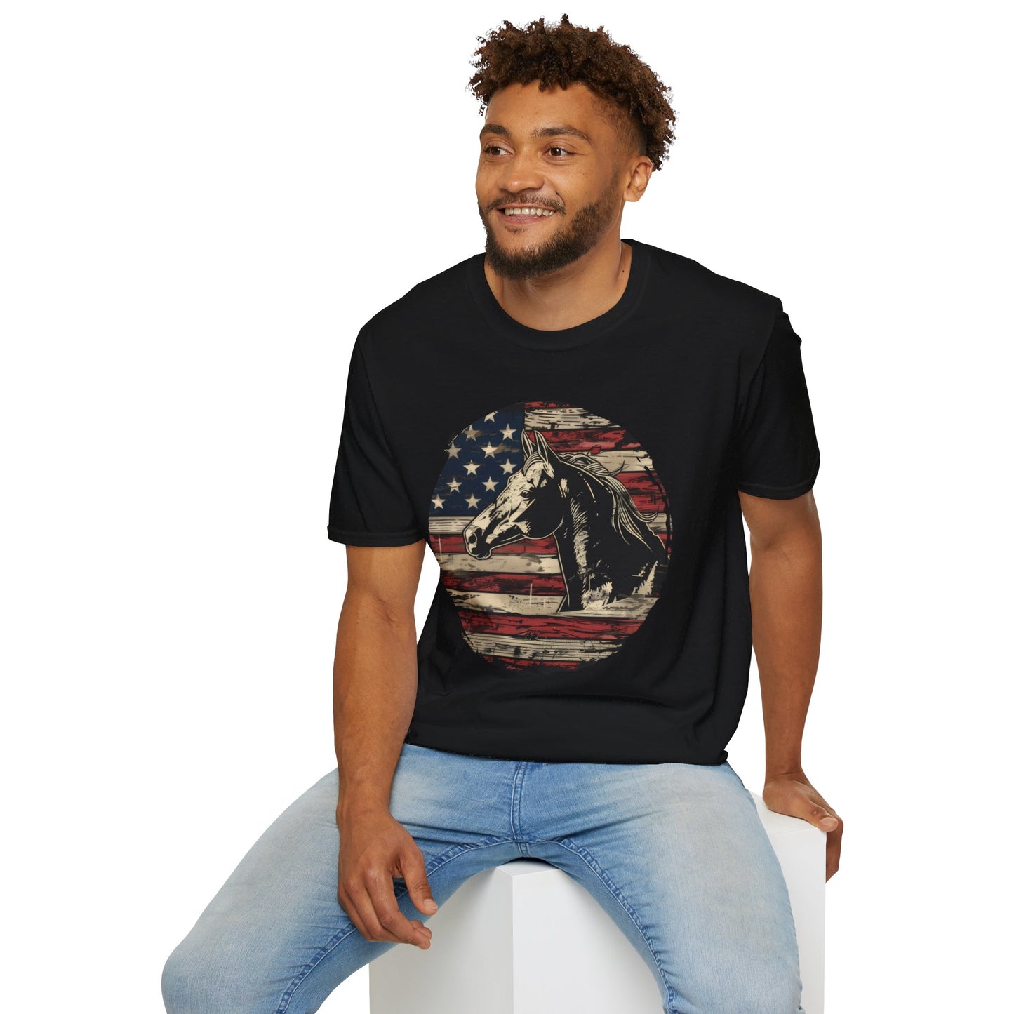 Horse and Flag - Unisex Softstyle T-Shirt