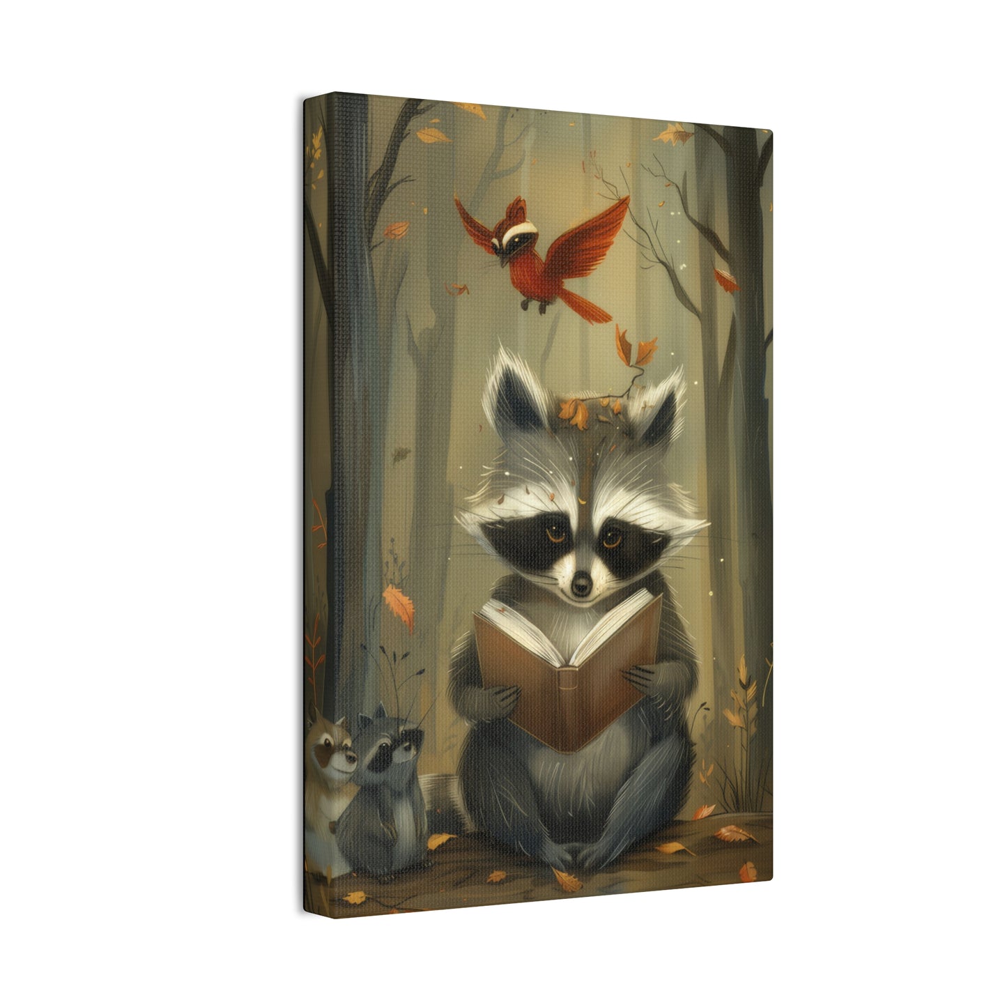 Reading Raccoon - Canvas Stretched, 0.75"