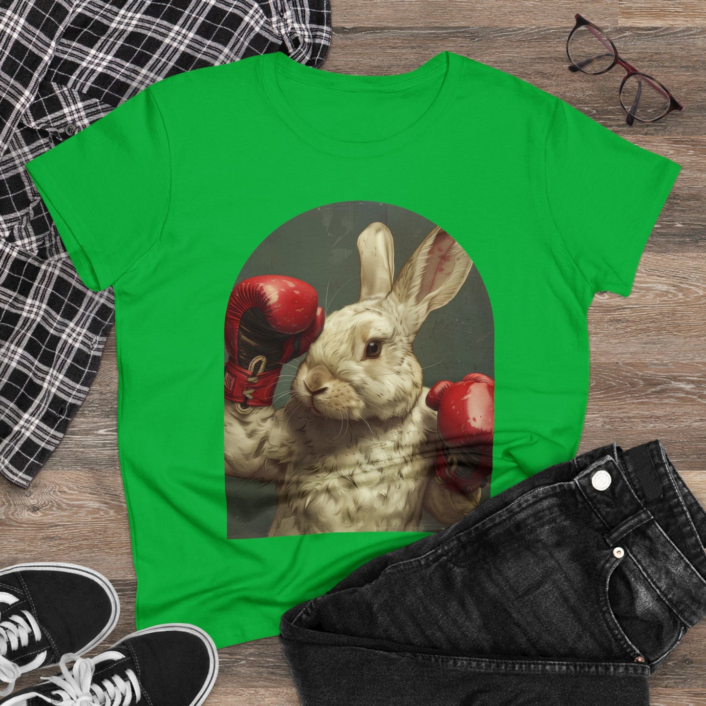 Boxing Rabbit - Women's Midweight Cotton Tee