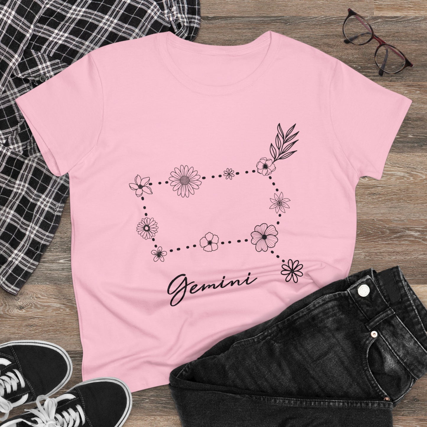 Flower Constellation - Gemini - Astrology - Women's Midweight Cotton Tee