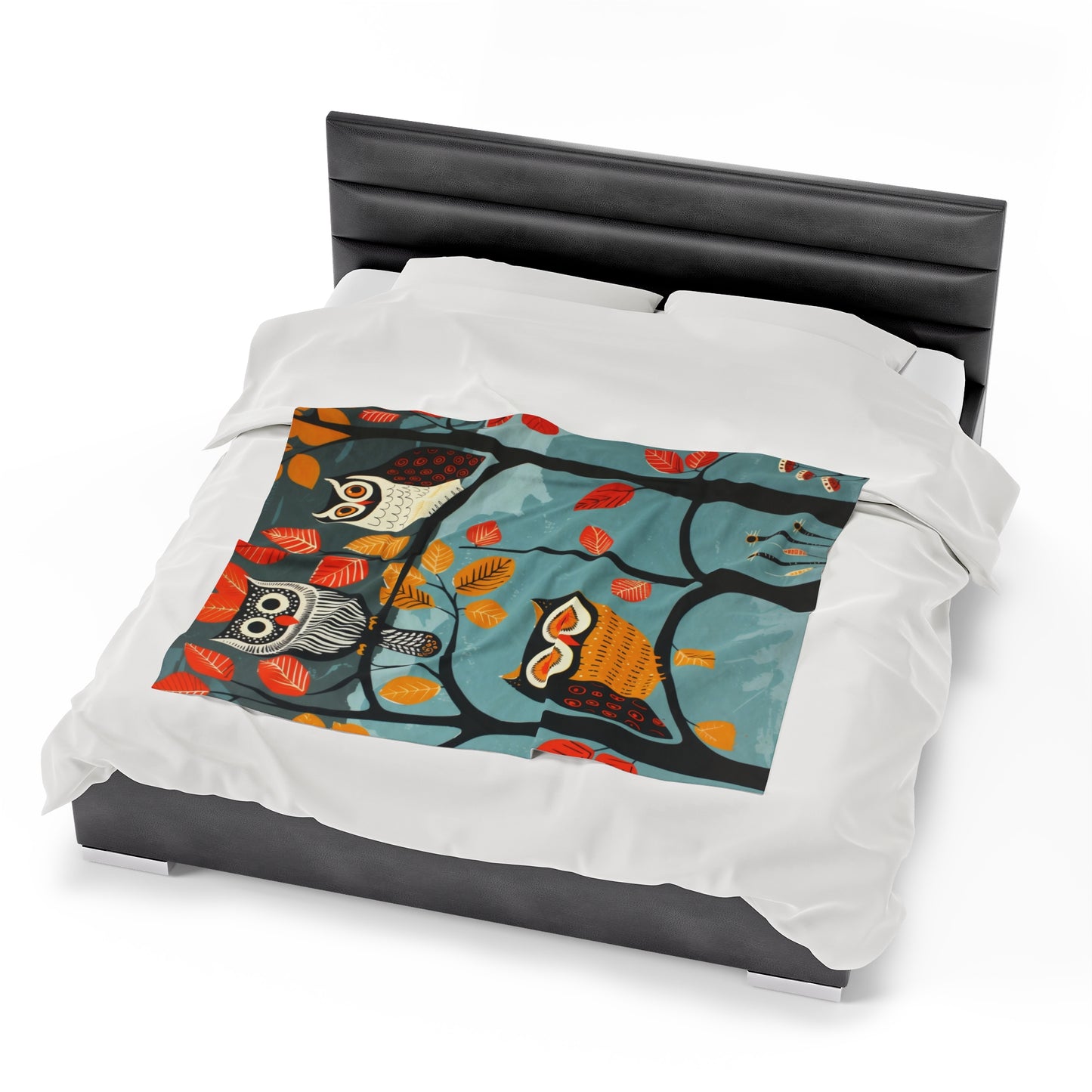 Owls - Trifecta - Velveteen Plush Blanket s