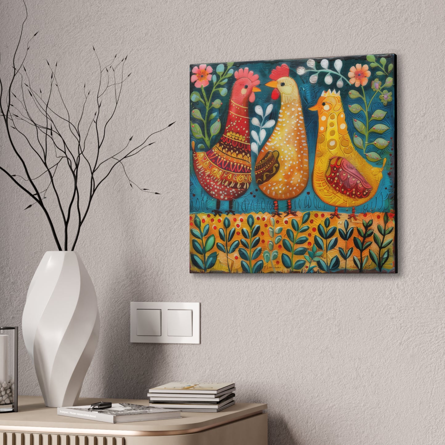 Chickens - Canvas Stretched, 0.75" - Canvas Stretched, 0.75"