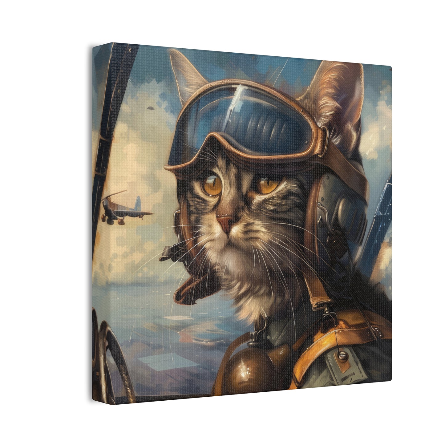 Cat Fighter Pilot - Canvas Stretched, 0.75"