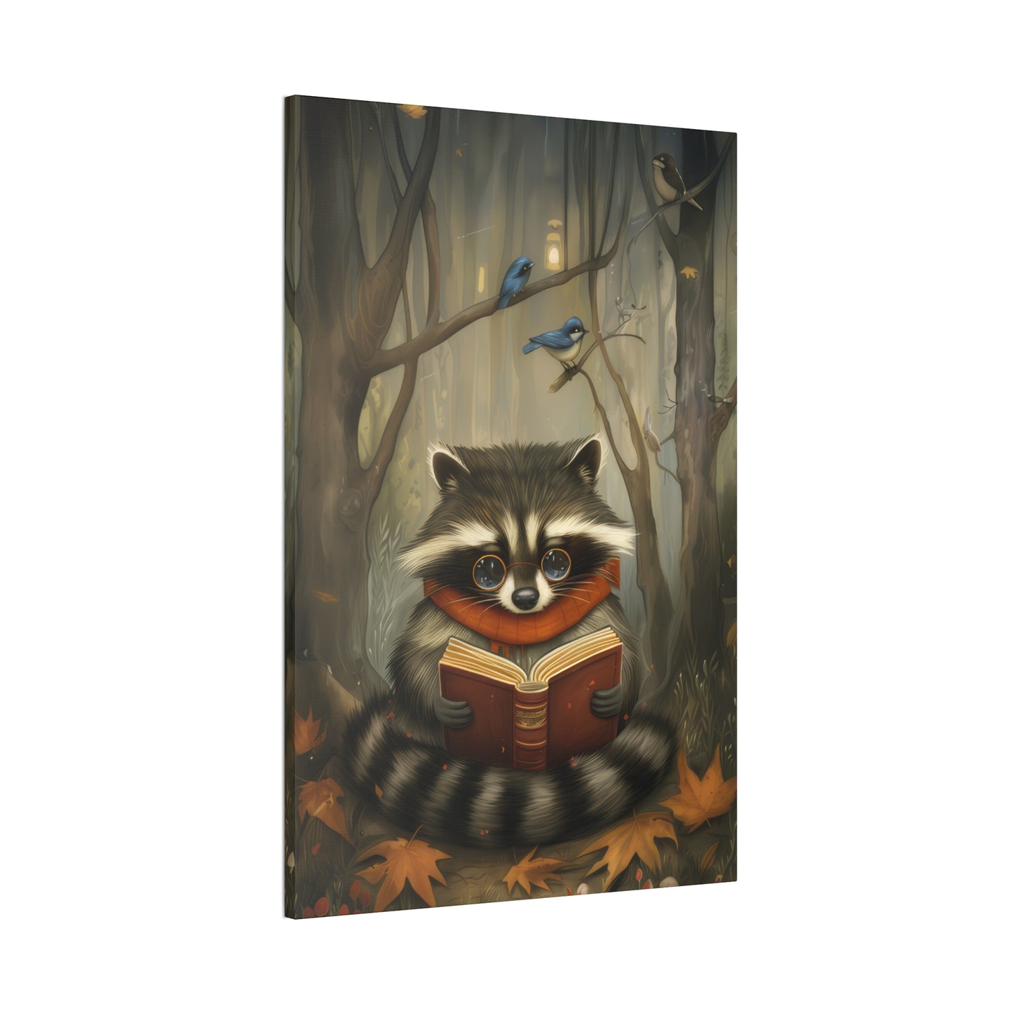 Reading Raccoon - Canvas Stretched, 0.75"