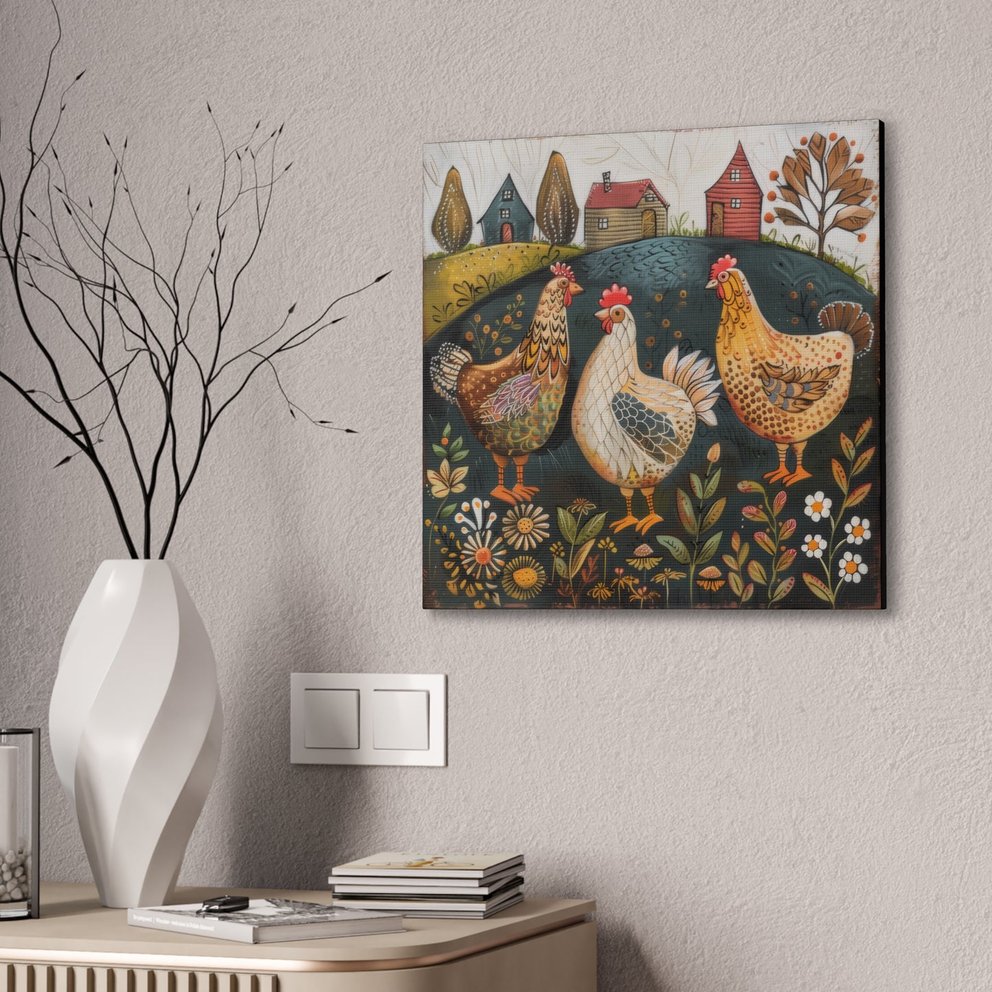 Chickens - Canvas Stretched, 0.75" - Canvas Stretched, 0.75"