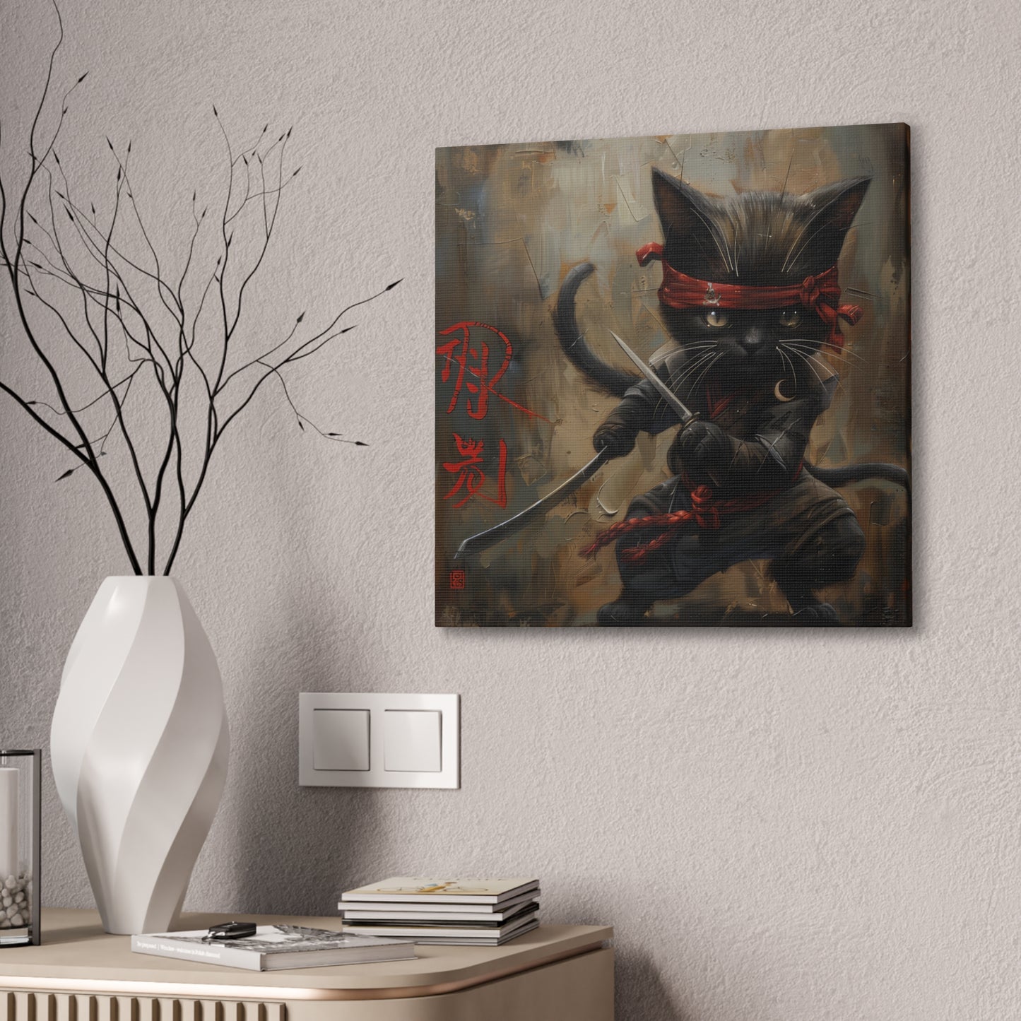 Ninja Kitty - Canvas Stretched, 0.75"