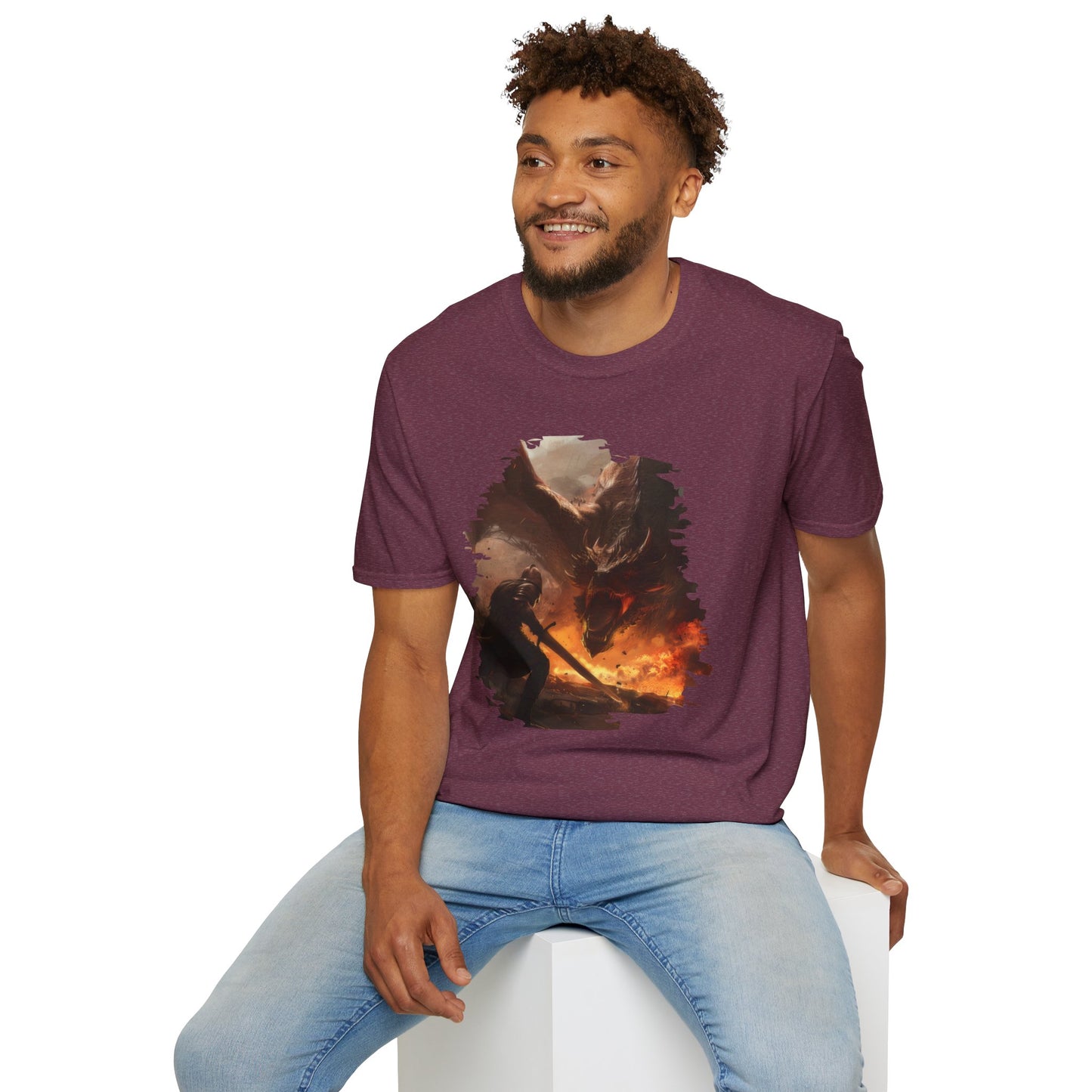 Fighter and Dragon - Unisex Softstyle T-Shirt