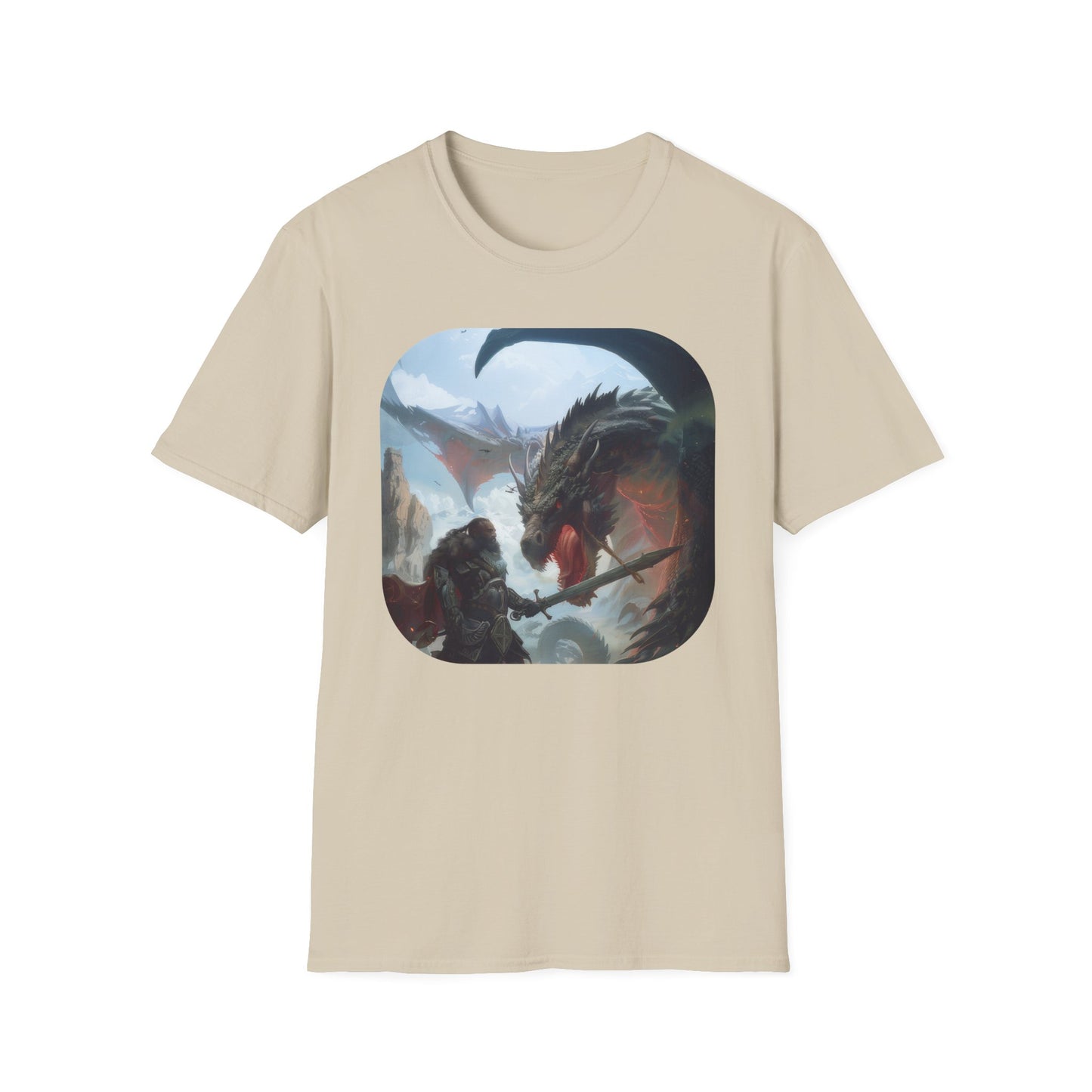 Fighter and Dragon - Unisex Softstyle T-Shirt