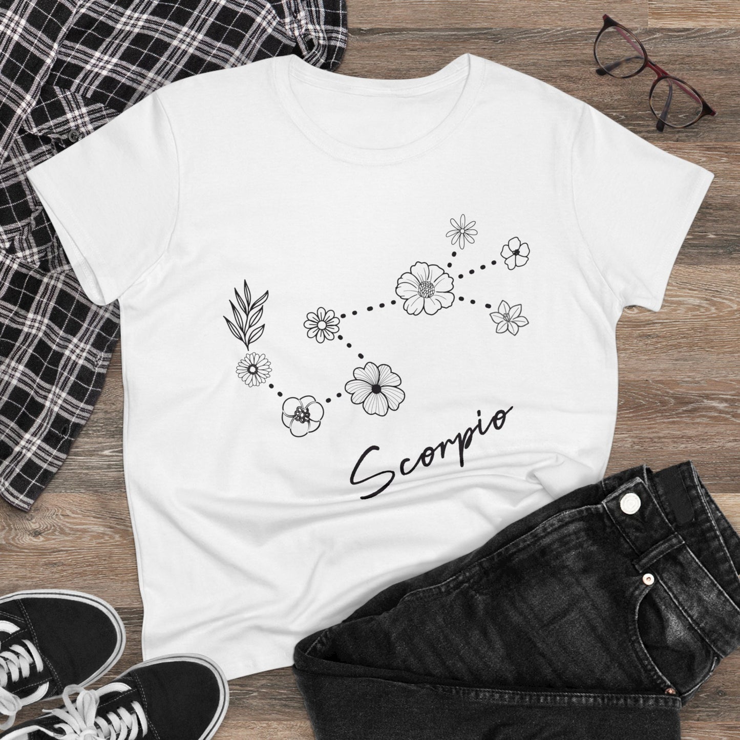 Flower Constellation - Scorpio - Astrology - Women's Midweight Cotton Tee