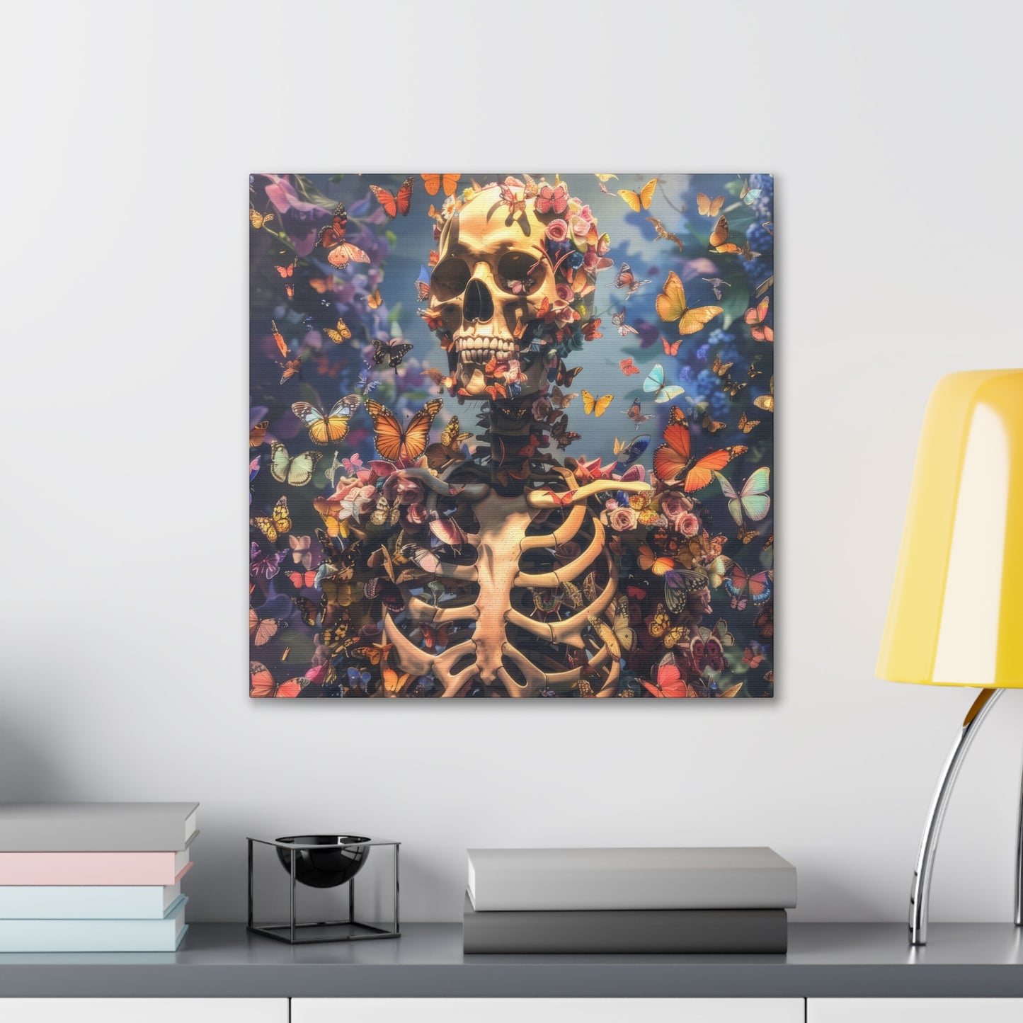 Skulls and Butterflies - Canvas Stretched, 0.75"