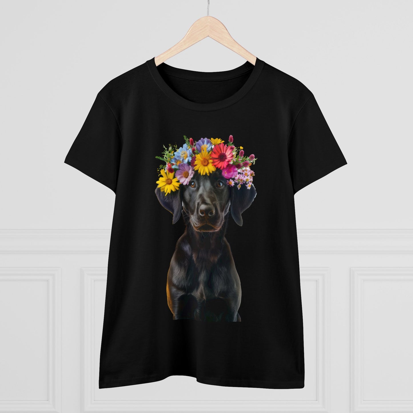 Dog's Flower Crown - Women's Midweight Cotton Tee