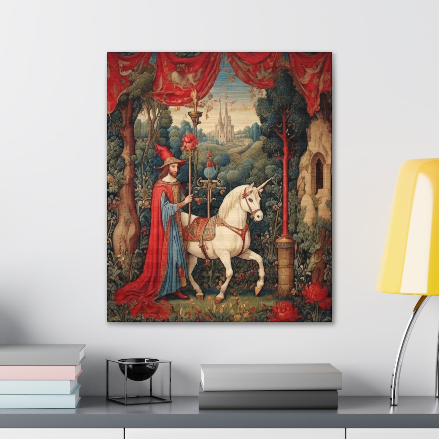 Mage and the Unicorn Tapestry - Canvas Stretched, 0.75"