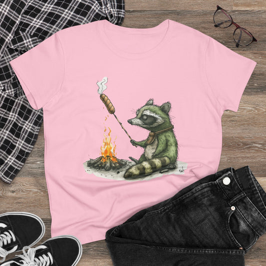 Raccoon Campfire - Women's Midweight Cotton Tee