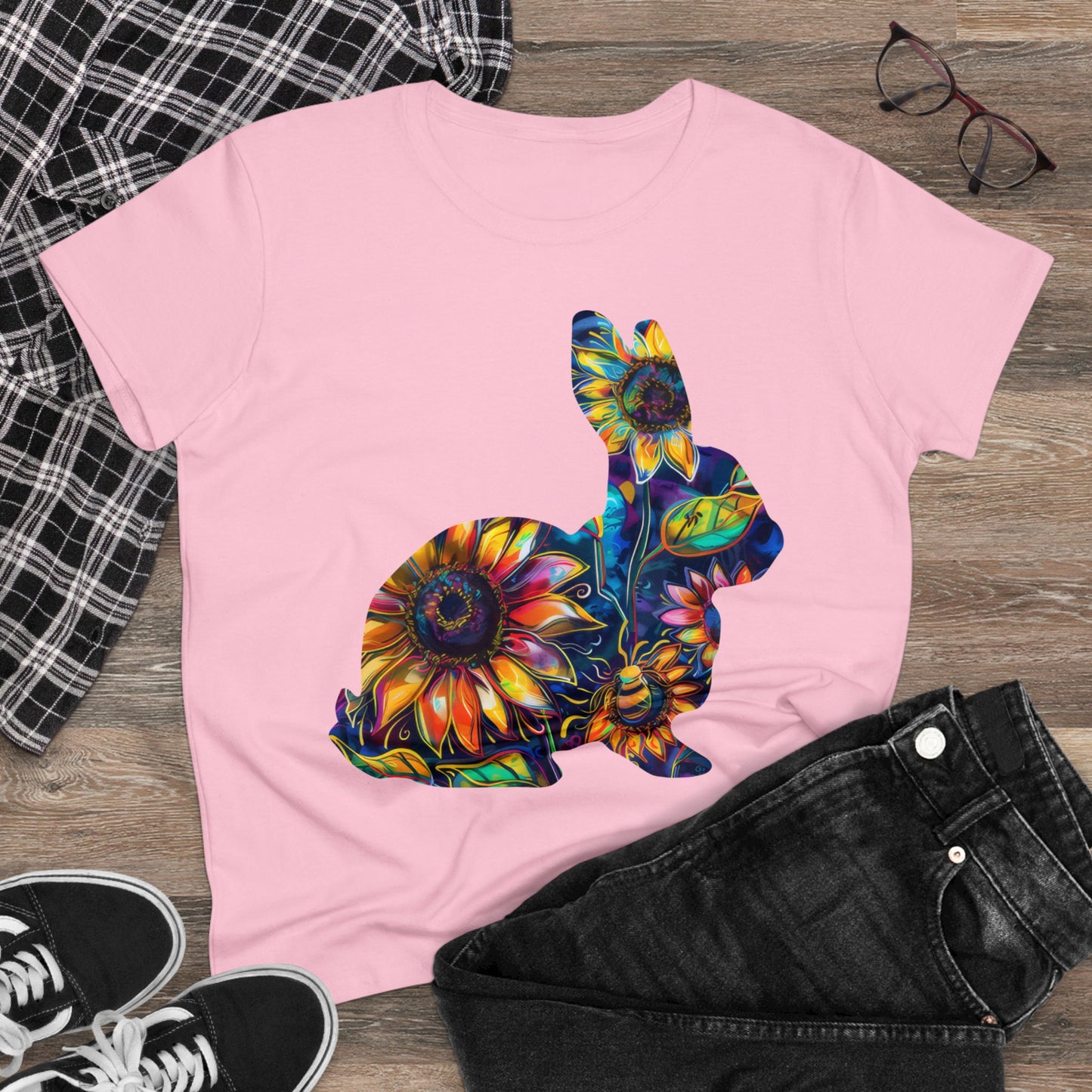 Flower Bunny - Women's Midweight Cotton Tee