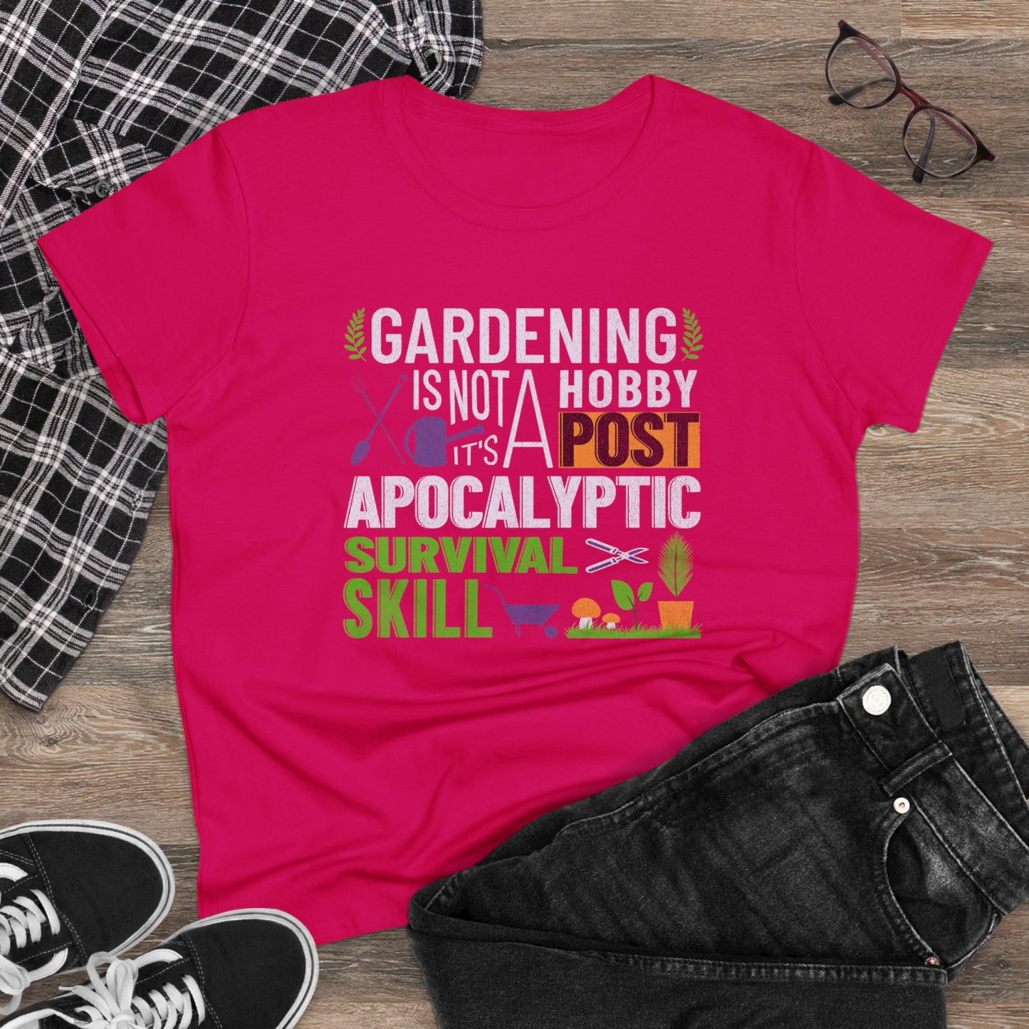 Gardening Is a Survival Skill - Gardening - Women's Midweight Cotton Tee