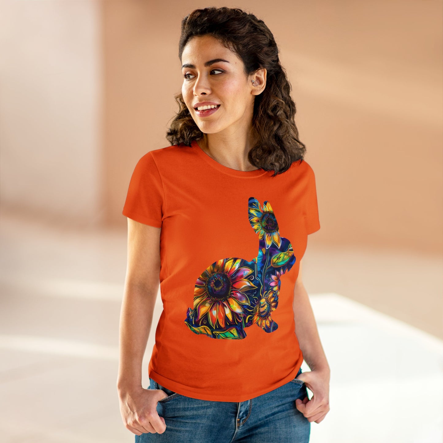 Flower Bunny - Women's Midweight Cotton Tee