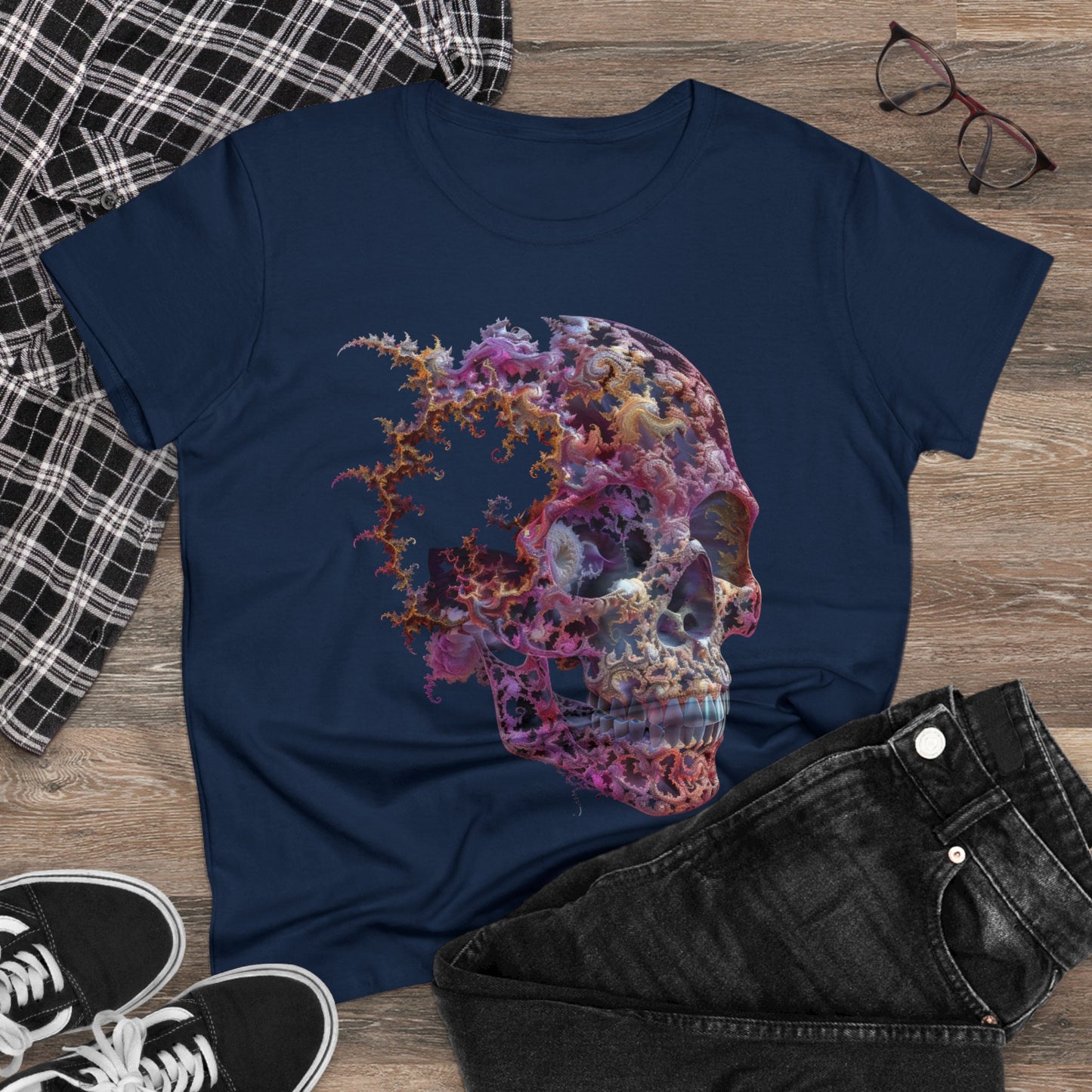 Fractal Skull - Women's Midweight Cotton Tee