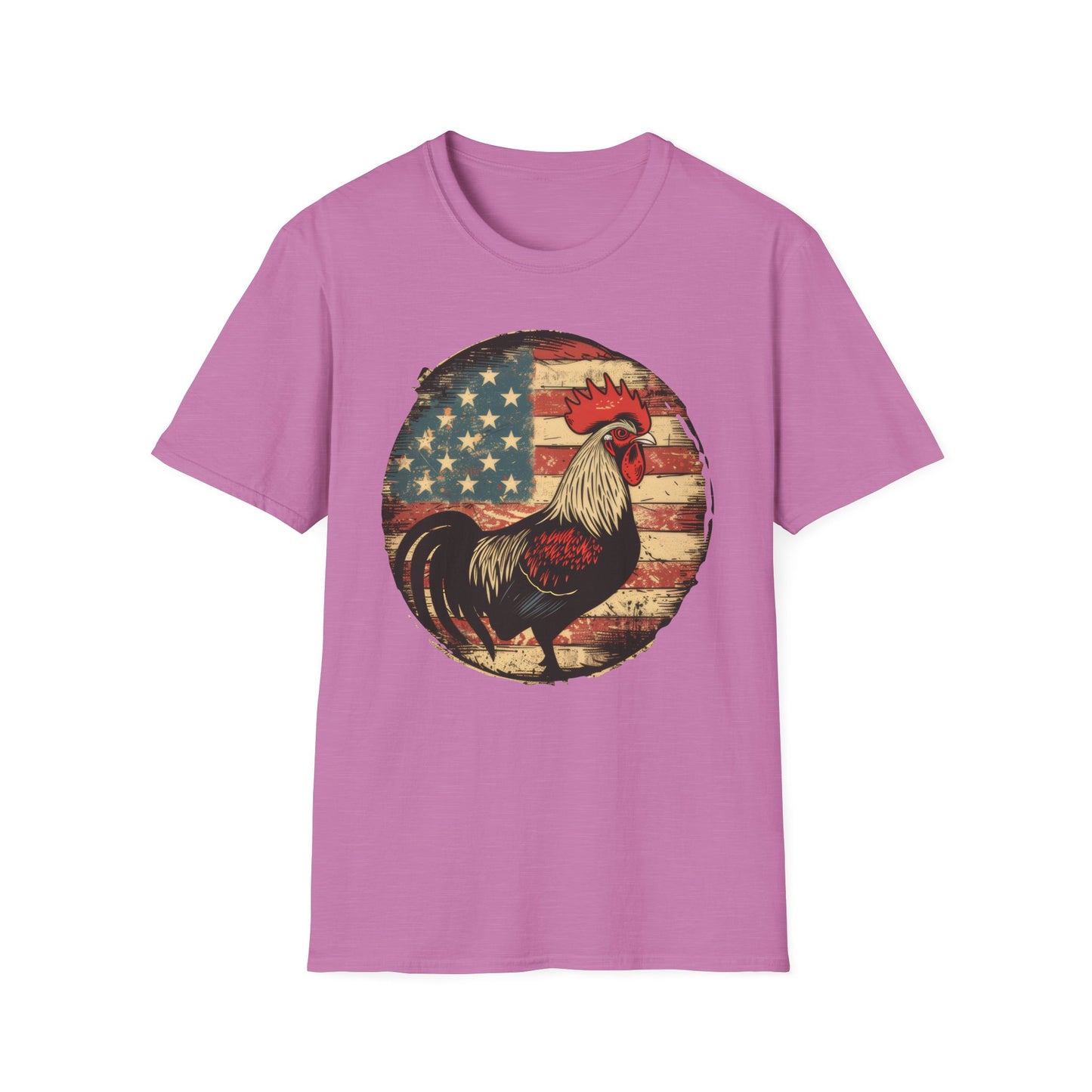 Rooster and Flag - Unisex Softstyle T-Shirt